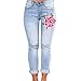 Produktbild Strung Mode Jeans Damen Skinny Jeans Elegant Eckbestickte Elastische Jeans Hohe Taille Röhrenjeans Bleistifthose Hose Denim Dünn Rise Ripped Loch Bleistift Hose (S, Blau)