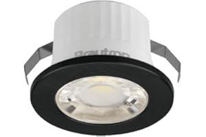 Braytron Mini spot LED encastrable 3 W IP54 étanche 240 lm 3000 K blanc chaud rond noir