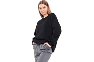 COMEOR Sweatshirt Damen Bequemer Oversize Pullover aus Baumwolle, Langarmshirt als Basic Pulli ohne Kapuze Regular Fit