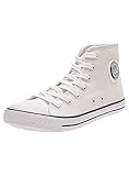  oodji Ultra Mujer Zapatillas Altas de Algodón, Blanco, 36 EU / 3.5 UK