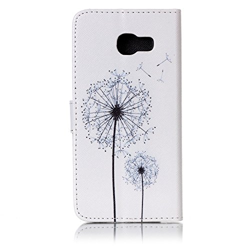 Galaxy A5 2017 Hülle,Samsung Galaxy A5 2017 Handyhülle Brieftasche,Niedlich Weiß Löwenzahn Muster Leder Schutzhülle Case Etui im Bookstyle Weiche Inner Magnetverschluss Protektiv Flip Hülle Tasche Wallet Telefon-Kasten Case Cover mit[Ständerfunktion] und [Kartenfächer]für Samsung Galaxy A5 2017+1xSchwarz Glitzer Bling Eingabestift-Weiß Löwenzahn - 3