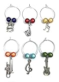 Schöne Musik Zeichen Weinglas-Charms in einer schönen Organza-Geschenkverpackung.