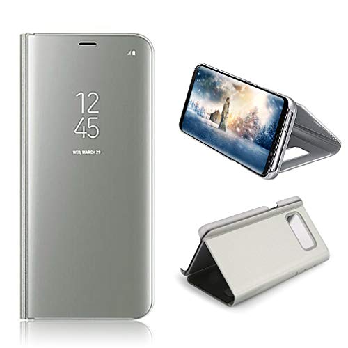 AURSEN Case de Teléfono para Samsung Galaxy S8 Plus, Flip Cover Carcasa, Soporte Plegable, Cierre Magnético - Color Plata