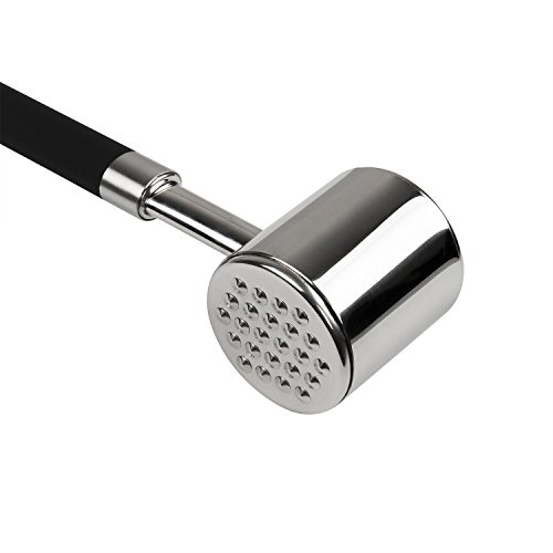 Küchenhelfer,Yonifor Fleischhammer mit Griffe , Fleischklopfer aus Edelstahl 18/10 (304) guter Fleischhämmer Steakhammer ,Schwarz - 4