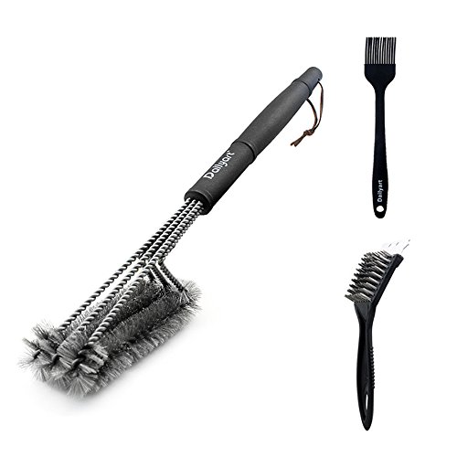 Dailyart 100% Edelstahl BBQ Grillbürste—Professionelle Werkzeug Küche Freien Grillbürste, Reiniger Werkzeug,Silikonpinsel, Perfekt für gewerblichen Einsatz, Outdoor und Camping.(3 PCS) - 4