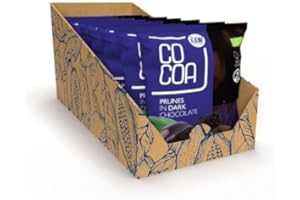 CO COA Śliwki w ciemnej czekoladzie BIO 7x70g (490g) – Gorzka czekolada z surowego kakao, bez białego cukru, wegańska, bezglutenowa, bez laktozy – ulubiony deser z gorzką czekoladą
