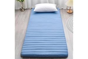 DECORN XDone Floor Mattress Single Thickened 5cm, Soft Futon Mattress Japanese Tatami Mat Portable Roll Up Mattress Folding Sleeping Bed Pad for Home Camping Couch (Blue,90x190cm)