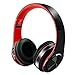 Produktbild Bluetooth Kopfhörer Over Ear, Alitoo Kabellose Headset mit Mikrofon, Noise Cancelling Headphones HiFi Stereo Faltbare Kopfhörer für Sport, Reisen, PC/Handy/Laptop/Tablet / MP3 -Schwarz Rot