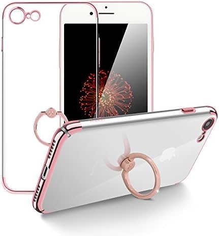 XUNDD iPhone 8 Case,iPhone 7 Case, Crystal Case Ring Holder Kickstand, 360 Degree Rotating Ring Holder Grip Case Ultra Slim Thin Hard Cover Apple 4.7'' iPhone 8 / iPhone 7 (Rose Gold)