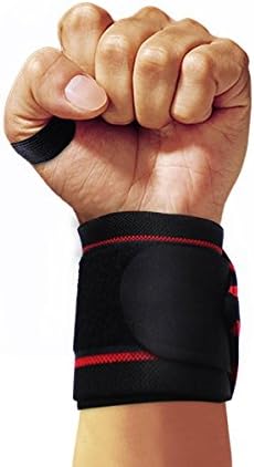 WSS 65 cm – Perfect for weight lifting Powerlifting Bodybuilding Wrist Bandage – 42 cm. Suitable for men and women. Thumb hole for easy use Stabile – Red