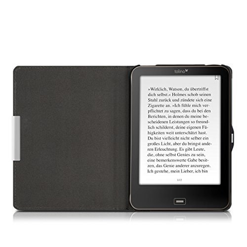 kwmobile Hülle für Tolino Vision 1 / 2 / 3 / 4 HD – Flipcover Case eReader Schutzhülle – Bookstyle Klapphülle Schwarz Braun - 8