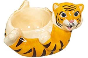Coquetier Crockery Critters - Tigre de Deluxebase. Coquetiers mignons en céramique en forme d'animaux pour enfants et adultes