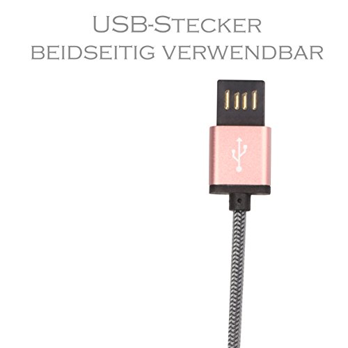 Micro USB Kabel 2 m CABBRIX® Schnellladekabel USB 2.0-Kabel A-Stecker auf Micro-B High Speed Sync Aluminium Ladekabel für Android Smartphones, Samsung Galaxy, HTC, Huawei, Sony, Nexus, Nokia, Kindle und mehr – Rosè Gold - 5