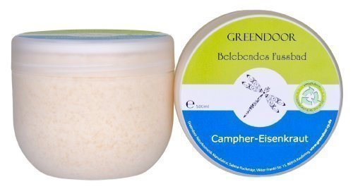 Greendoor Fussbad Campher-Eisenkraut 500ml, mit BIO Jojobaöl, Meersalz & Milch, Naturkosmetik