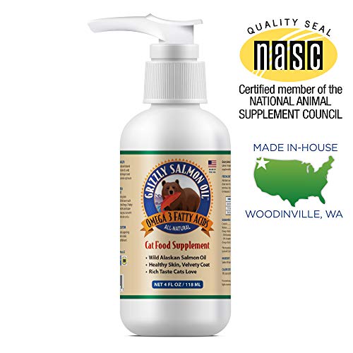 Grizzly Salmon Oil Omega 3 Cat Food Supplement Healthy Skin Coat Heart - 118 ml