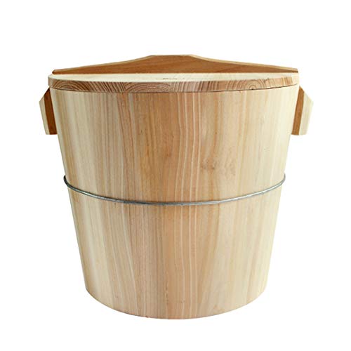 Old Carpenter Cuiseur Vapeur en Bois - Asiatique Traditionnel Cuisson Riz Pot pour du Riz Sushi et du Poisson ou Les légumes (avec Couvercle) A-Diameter 35cm/13.7"