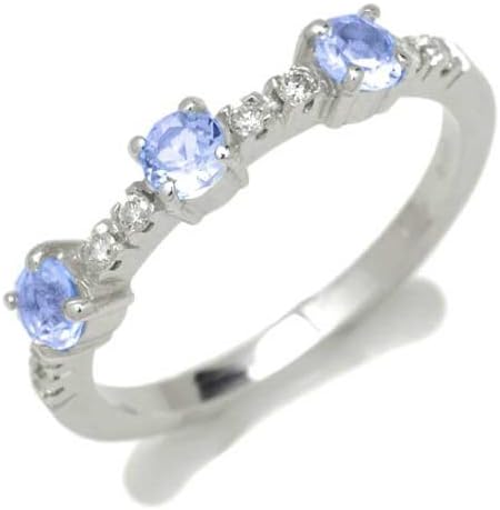 Gioie Women's Ring in White 18k Gold with Aquamarine and Diamond H/SI (total diamonds 0.12 ct), Size N, 2.4 Grams