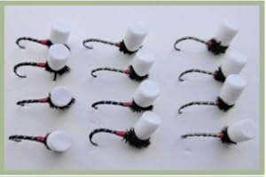 TROUTFLIES UK 12 Barbless Suspender Buzzer Trout flies,Olive and black Choice