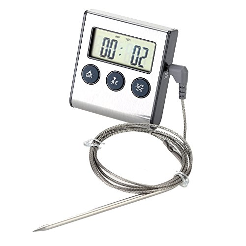 Anself Digital Bratenthermometer Küchenthermometer mit Sonde Fühler und Alarm Funktion 0-250¡ãC/32-482¡ãF