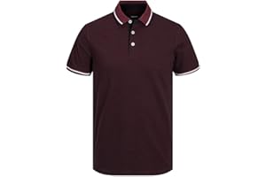 JACK & JONES Men's Fitted Polo Tee JJEPAULOS Plain Summer Shirt Collar Short Sleeve Classic Pique Cotton