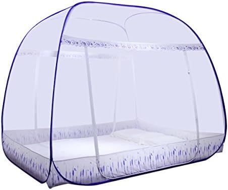 MYLUME HOME Popup Tent-style Mosquito Net Canopy Mongolian Bag Bed tent for Camping Outdoor and Indoor Free Installation and Folding Nets (150*195*165cm, purple)
