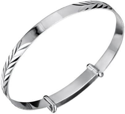 Jo Expanding Sterling Silver Pattern ID Baby Bangle 45mm