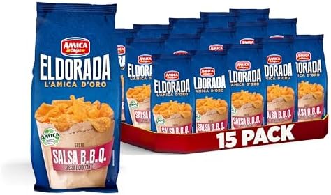 AMICA Chips | Eldorada Patatine Gusto Salsa Barbecue, Lenta Cottura, Taglio Spesso e Croccante, Senza Glutine, 15 Pezzi x 130 gr