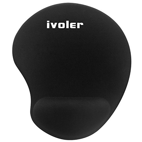 iVoler Mauspad mit Handauflage aus Gel Ergonomisches Office Komfort Mousepad Gelkissen Maus Pad zur Entlastung des Handgelenk, Rutschfeste Gummi Unterseite für Computer, PC und Laptop - Schwarz