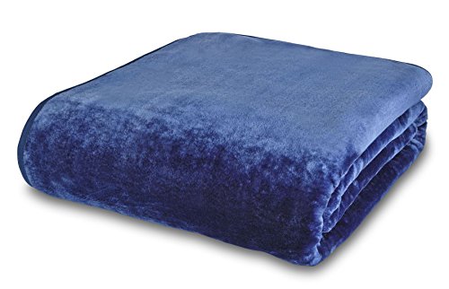 Olivia Rocco Super Soft Raschel Sofa Bed Throw, Faux Fur Mink Blanket Settee Throws, Double King Size, Navy, Large 150 x 200 cm