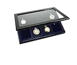 SAFE 5907 Holz Sammelvitrine für 8 Taschenuhren mit 8 Trägerkissen Innen mit blauem Velour - Aussen in schwarzer Klavierlack Optik - Echtholz