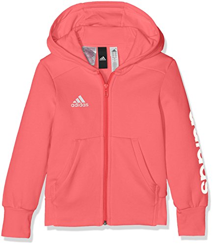 adidas Linear fZ HD Sweat-Shirt, Filles, Linear FZ HD, Multicolore - Rose/Blanc (rosrea/Blanco)