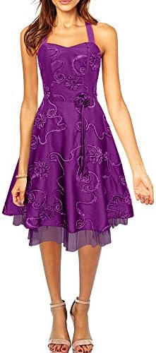 BlackButterfly 'Rita' Cherish Satin Floral Party Prom Dress (Purple, UK 16)