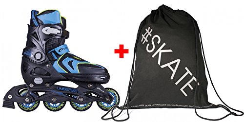 SPOKEY® LIMBER Pattini in Linea (Bambini Donna Uomo Inline Blades ABEC 5 Carbon Dimensioni regolabile 33-36, 37-40, 40-43), Colori:Light Blue-Black;Spokey Größen:33-36