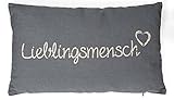 Lieblingsmensch Kissen, mit Reissverschluss, in grau 100% Baumwolle, ca. 30 x 50 cm, ca. 300 g Füllgewicht,
