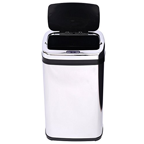 homcom 03-0024 Abfalleimer, Edelstahl, silber, 33 x 25 x 58 cm - 3