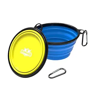 Collapsible Pet Bowls- Portable Silicone Food and Water Dog Bowl Set, BPA and Lead Free with Carabiner Clips for Travel- 2 Pack, 32oz Each