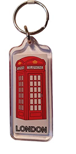 Classic Red British Phone Booth London / Phonebooth / Phone Box / Phonebox / Telephone Booth Keyring / Key Ring / Keychain / Key Chain Souvenir Quality Acrylic London Icon Schlusselring / Llavero / Porte-clÃ©s / Portachiavi Iconic Decal Custom Collection