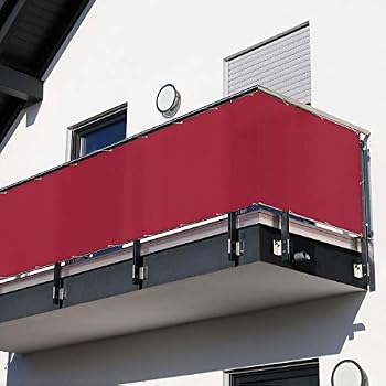 Brise Vue Balcon Sekey 90x500cm - Oxford Imperméable - Taupe - Avec Attaches
