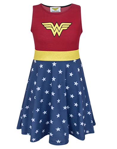 WONDER WOMAN - Abito - Skater - Senza Maniche - Ragazza Multicolore 7-8 Anni