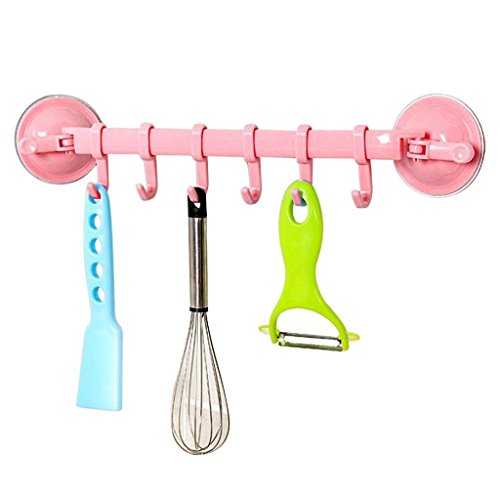 malloom Top Qualität Abendmahl Power Bodenstaubsauber Sucker Ständer Haken Küche Badezimmer Aufhänger (Pink)