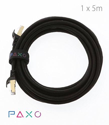 5m – CAT6 Ethernet Gigabit LAN Netzwerkkabel mit Nylon Stoffmantel | schwarz | 10/100/1000Mbit/s | - 4