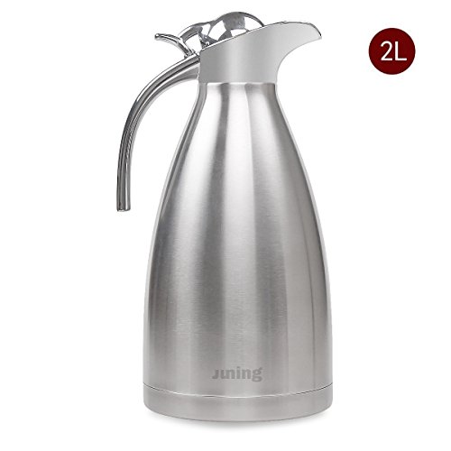Pot de café - JUNING 2L Thermal Carafe Acier inoxydable à double paroi isolé Pile à thé / eau à grande capacit