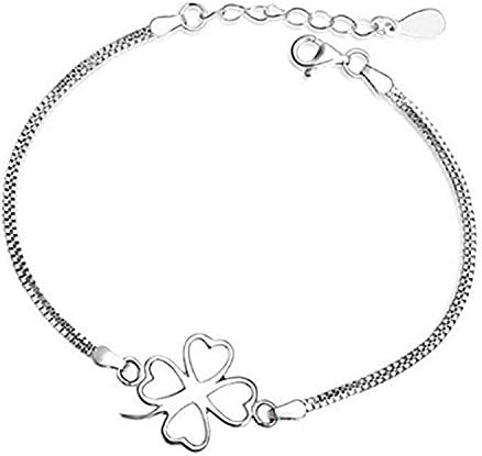 Fashion simple lucky four-leaf clover silver bracelet