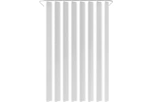Loti Living Zasłona prysznicowa 120 x 200 cm – odporna na pleśń i działanie wody - tkanina poliestrowa - z taśmą obciążającą - w zestawie z haczykami - White