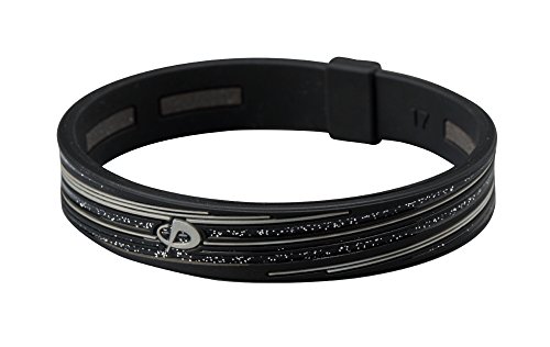 Phiten Slashline Titanium Bracelet, Noir/Gris, 17 cm (17 cm)