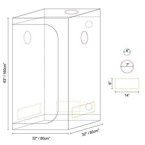 Growbox 80 x 80 x 160 CM IDAODAN Growzelt Growschrank Zuchtschrank Pflanze-Zelt Garten Wachstum Hydro Box für Homegrow 600D Oxford - 2