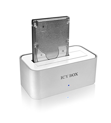Icy Box IB-111StU3-Wh 1-fach Dockingstation für 2,5″ (6,35 cm) oder 3,5″ (8,9 cm) SATA HDD/SSD mit USB 3.0 Anschluss (silber/weiß) - 2