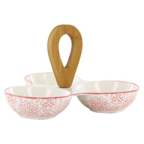 ENTREMESERO PORCELANA 3 BOLES CON ASA SURTIDOS