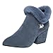 Produktbild WWricotta Damen Stiefeletten Chelsea Boots mit Blockabsatz Profilsohle Flandell Kurzschaft Stiefel Freizeitschuhe High Heels Plüsch Martin Stiefel Ankle Boots