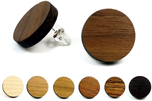 Wooden Jewelry Earrings | Natural Classic Wood Dangle Stud Jewelery 925 Sterling Silver | Handmade Accessories